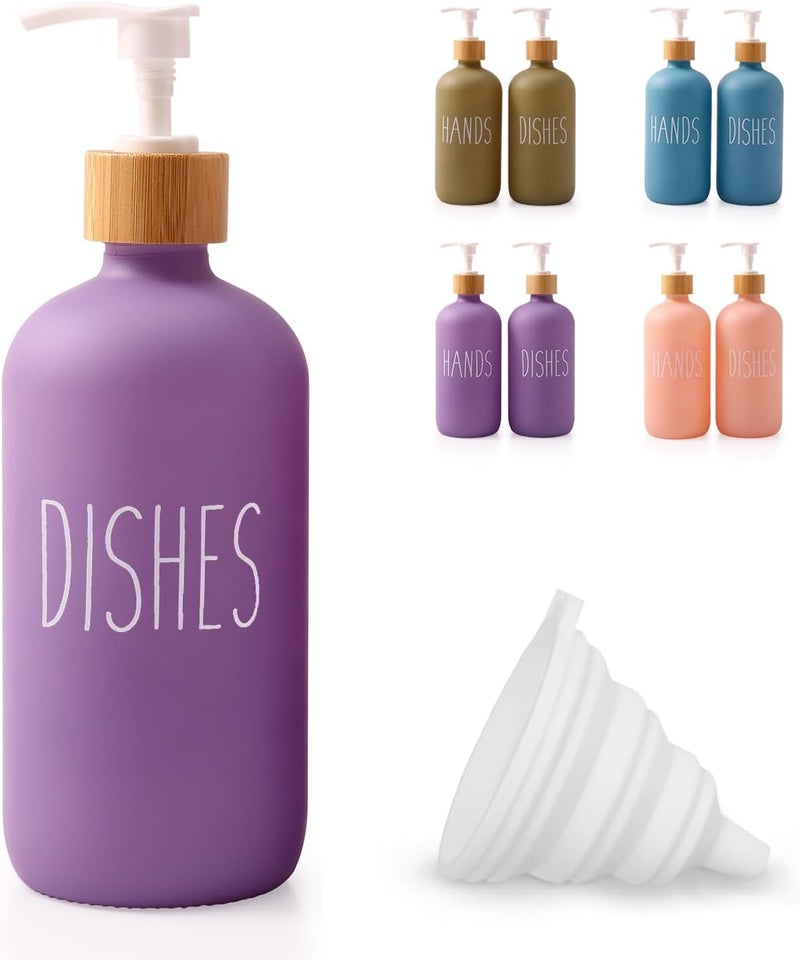 Loochica Purple Glass Kitchen Soap Dispenser, Lavender Detergent Dispenser or Dish Soap Dispenser for Kitchen Sink, Modern Lavender Decor Dish Soap Pump for Kitchen Organization - Image 1